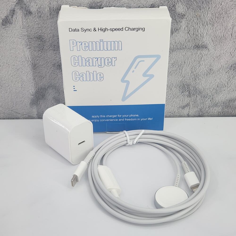 Premium Charger Cable, High-Speed 6Ft White USB-C Lightning Charger